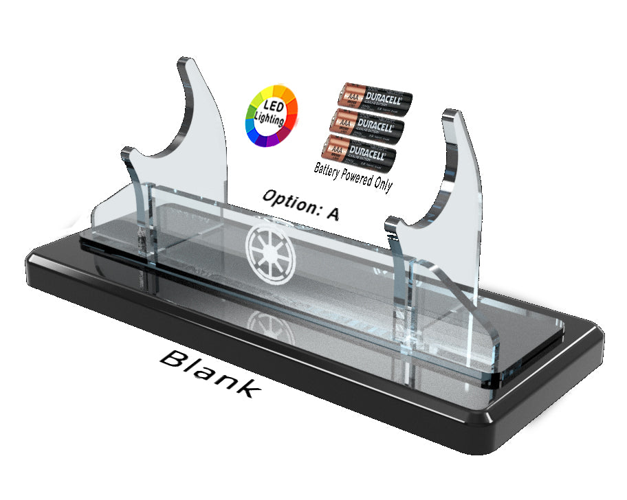 Single Tier LED Light Saber Display Stand with Insignia & Text - Battery