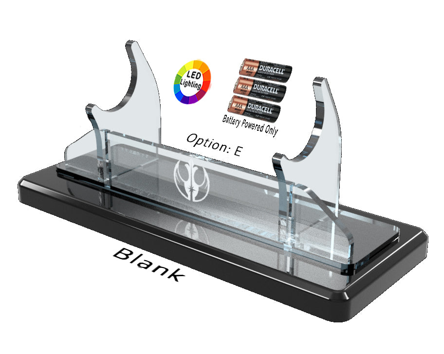 Single Tier LED Light Saber Display Stand with Insignia & Text - Battery