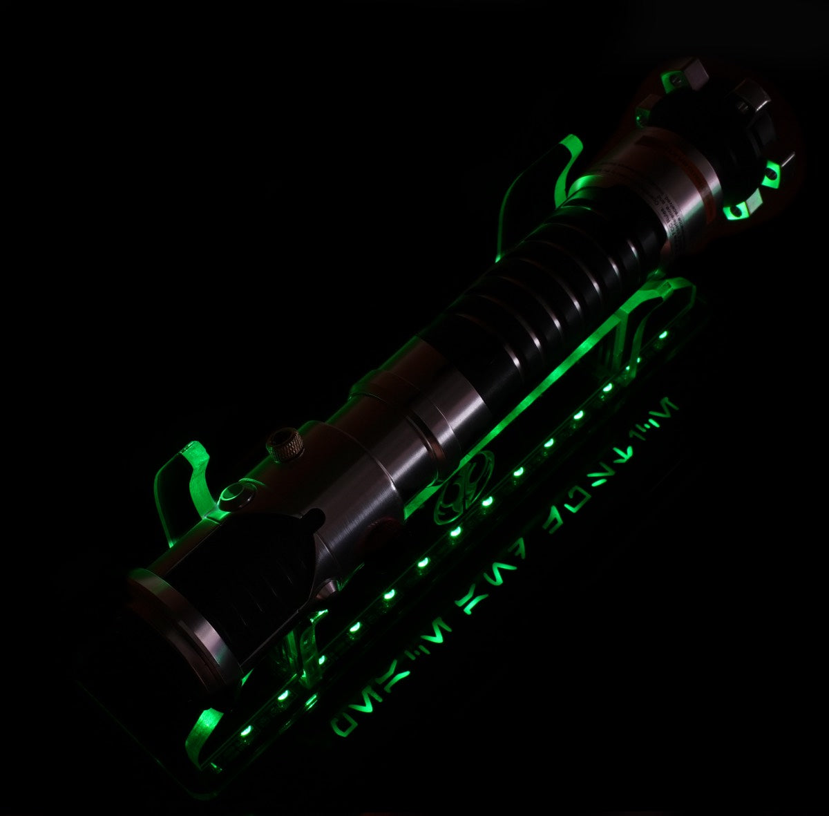 Single Tier LED Light Saber Display Stand with Insignia & Text - Battery