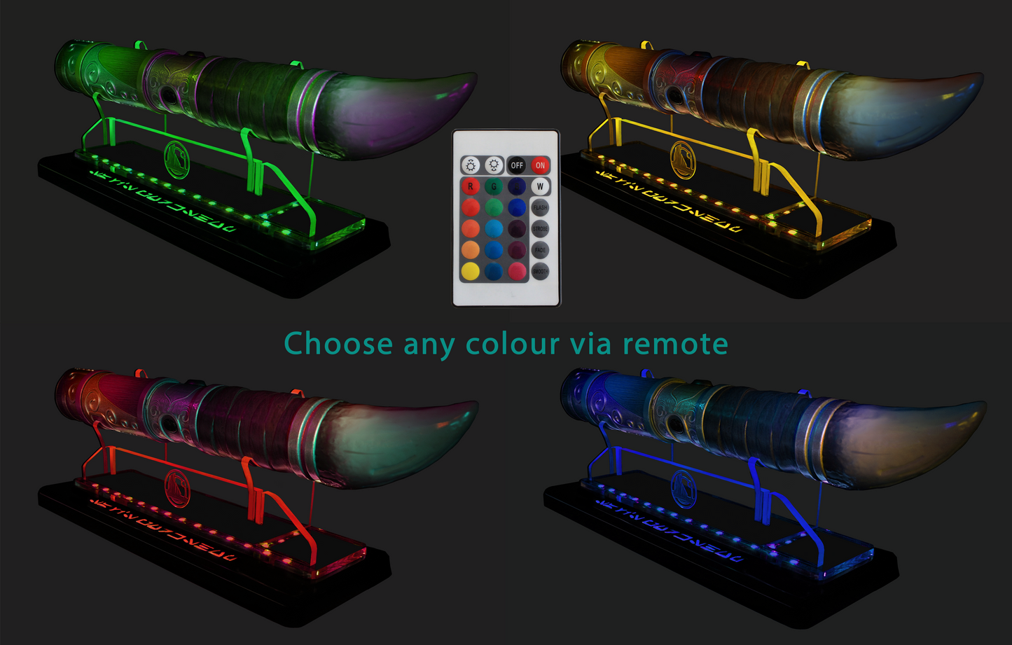 Single Tier LED Light Saber Display Stand with Insignia & Text - Battery