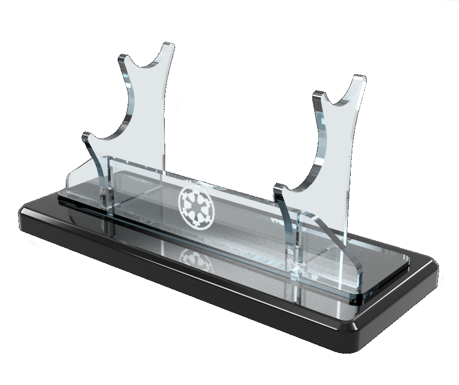 Double Tier Light Saber Display Stand with Insignia
