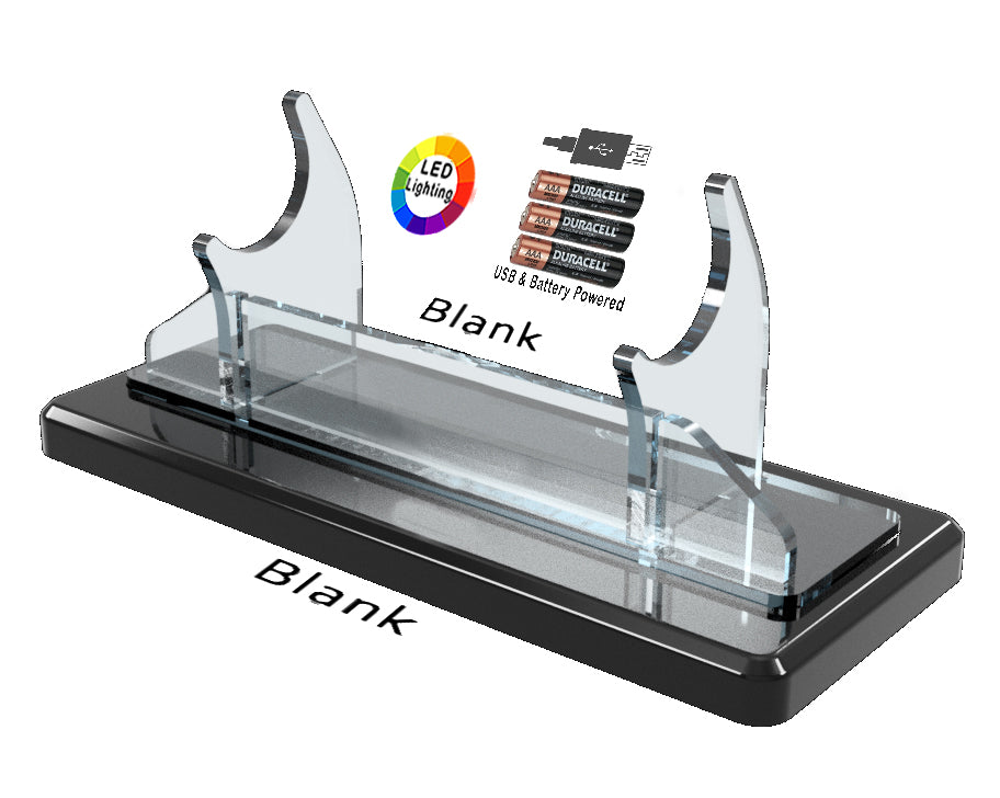 Single Tier LED Light Saber Display Stand with Insignia & Text - USB/Battery
