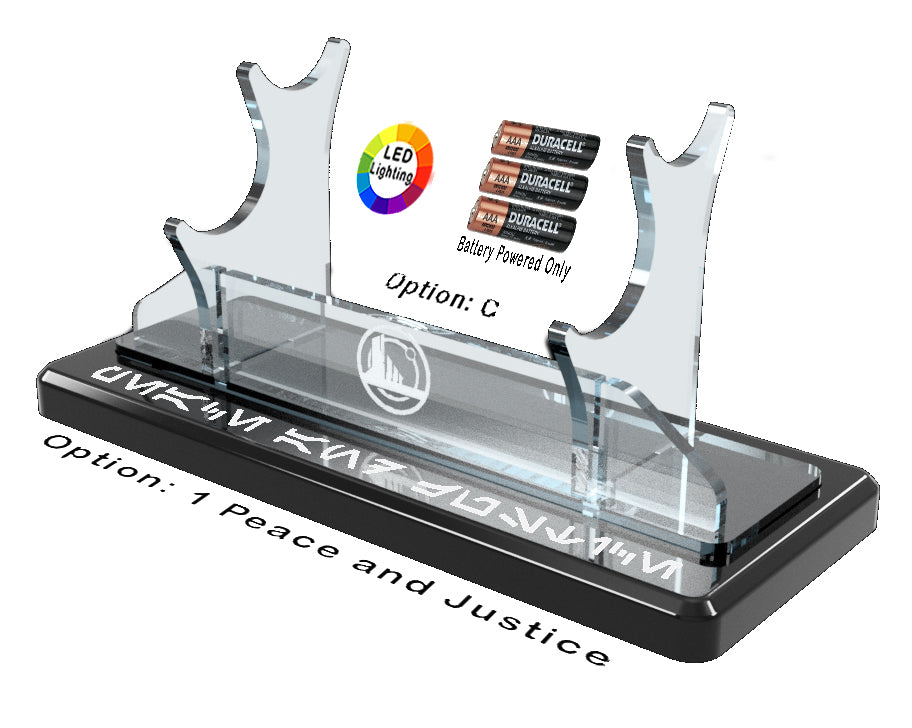 Double Tier LED Light Saber Display Stand with Insignia & Text - Battery