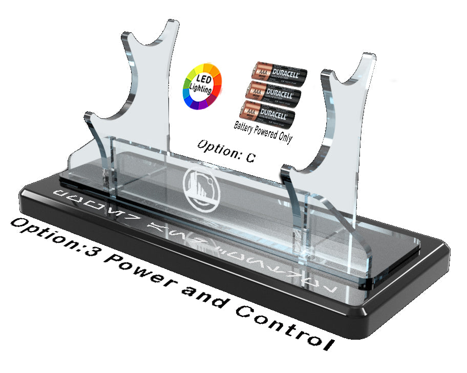 Double Tier LED Light Saber Display Stand with Insignia & Text - Battery