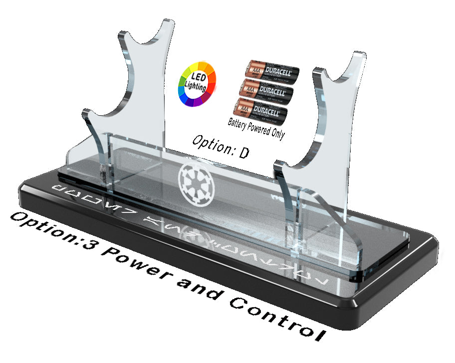 Double Tier LED Light Saber Display Stand with Insignia & Text - Battery