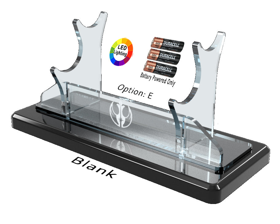 Double Tier LED Light Saber Display Stand with Insignia & Text - Battery