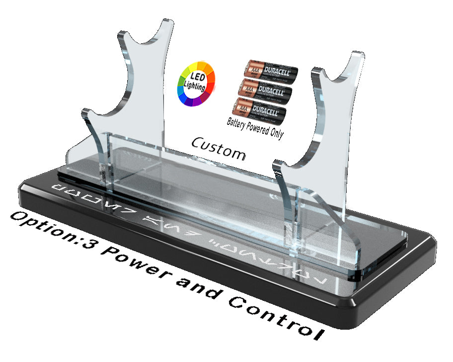 Double Tier LED Light Saber Display Stand with Insignia & Text - Battery